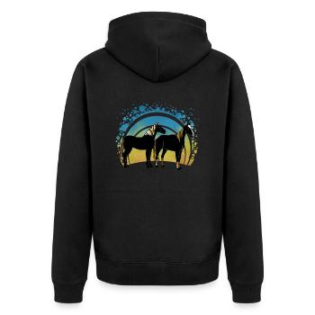 Pferde - Unisex Premium Bio Zip Hoodie - Schwarz - Hinten - Nico (187cm)