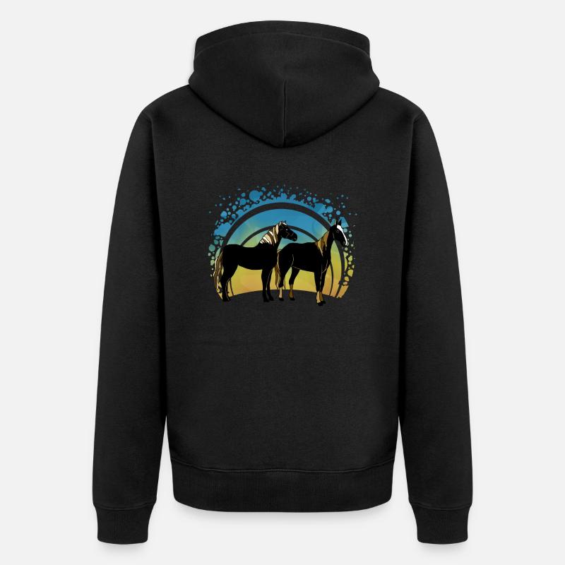 Pferde - Unisex Premium Bio Zip Hoodie - Schwarz