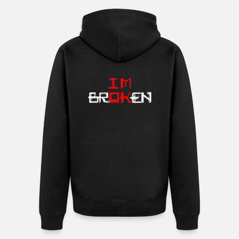 cassé mais ok « cassé » - Veste à capuche bio Premium Unisexe - noir