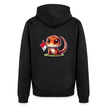 Süßer Komodowaran mit Flagge von Indonesien - Unisex Premium Bio Zip Hoodie - Schwarz - Hinten - Nico (187cm)