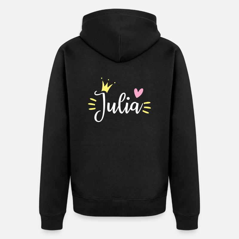 Julia Name Krone - Unisex Premium Bio Zip Hoodie - Schwarz