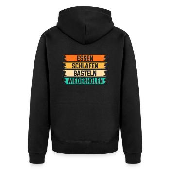 Bastler Basteln - Unisex Premium Bio Zip Hoodie - Schwarz - Hinten - Nico (187cm)