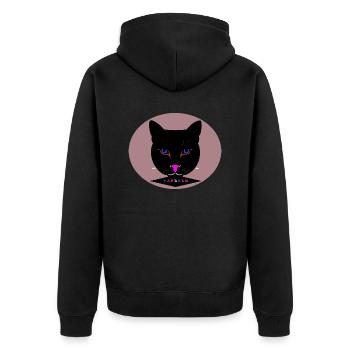 Farbige Rund Darstellung eines schwarzen Panters - Unisex Premium Bio Zip Hoodie - Schwarz - Hinten - Nico (187cm)