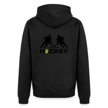 hockey - Unisex Premium Bio Zip Hoodie - Schwarz - Hinten - Nico (187cm)