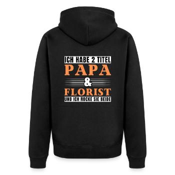 Ich habe 2 Titel Papa und Florist - Unisex Premium Bio Zip Hoodie - Schwarz - Hinten - Nico (187cm)