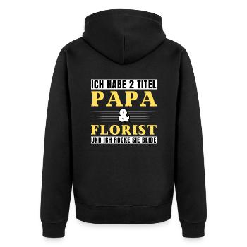 Ich habe 2 Titel Papa und Florist - Unisex Premium Bio Zip Hoodie - Schwarz - Hinten - Nico (187cm)