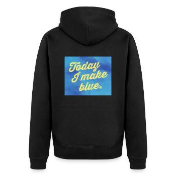 Today I make blue - Unisex Premium Bio Zip Hoodie - Schwarz - Hinten - Nico (187cm)