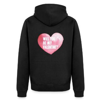 Valentine Geschenke / Will you be my valentine? - Unisex Premium Bio Zip Hoodie - Schwarz - Hinten - Nico (187cm)