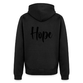 Name - Hope - Unisex Premium Organic Zip Hoodie - black - Back - Nico (187cm)