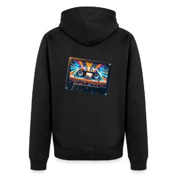 Vintage Kassette mit Konzertdarstellung - Unisex Premium Bio Zip Hoodie - Schwarz - Hinten - Nico (187cm)