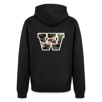 lettre W camouflage militaire-idée cadeau - Veste à capuche bio Premium Unisexe - noir - Dos - Nico (187cm)