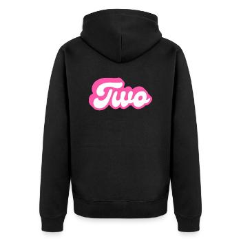 Zwei Geburtstage - 2. Geburtstag Retro Pink - Unisex Premium Bio Zip Hoodie - Schwarz - Hinten - Nico (187cm)