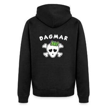 Piratin Dagmar Design für Mädchen und Frauen - Unisex Premium Bio Zip Hoodie - Schwarz - Hinten - Nico (187cm)