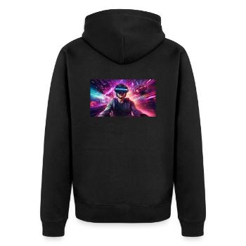 Galaktische Visionen Der Weltraumpilot der Zukunft - Unisex Premium Bio Zip Hoodie - Schwarz - Hinten - Nico (187cm)