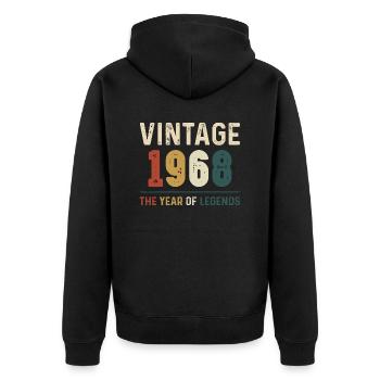 56 Jahre alter Jahrgang 1968 Geschenke zum 56. Geburtstag - Unisex Premium Bio Zip Hoodie - Schwarz - Hinten - Nico (187cm)