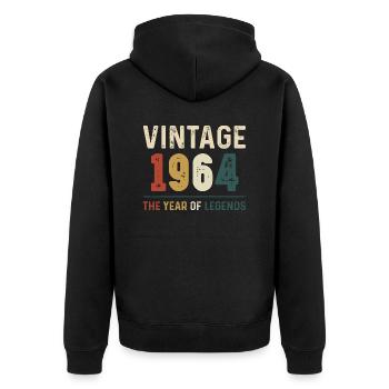 60 Jahre alter Jahrgang 1964 Geschenke zum 60. Geburtstag - Unisex Premium Bio Zip Hoodie - Schwarz - Hinten - Nico (187cm)