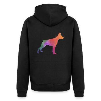 DOBERMAN colorful - Unisex Premium Organic Zip Hoodie - black - Back - Nico (187cm)