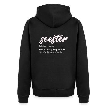 Seester Définition Maman Soeur Ami Soeur - Veste à capuche bio Premium Unisexe - noir - Dos - Nico (187cm)