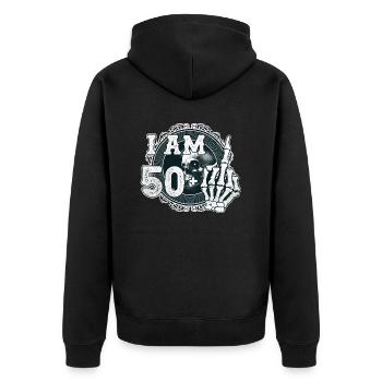 I'm 50 plus 1 middle finger Skull funny 51st - Unisex Premium Organic Zip Hoodie - black - Back - Nico (187cm)