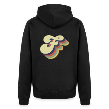 Retro-Buchstabe F - Unisex Premium Bio Zip Hoodie - Schwarz - Hinten - Nico (187cm)
