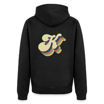 Retro-K-Buchstabe - Unisex Premium Bio Zip Hoodie - Schwarz - Hinten - Nico (187cm)
