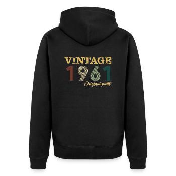 Vintage 1961 Original Parts Year Of Birth Birthday - Unisex Premium Organic Zip Hoodie - black - Back - Nico (187cm)