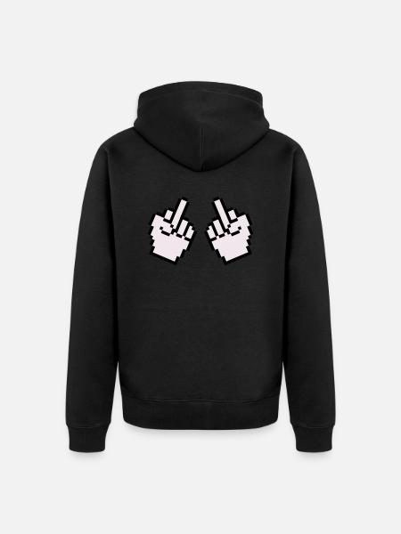 mittelfinger pixel 2 - Unisex Premium Bio Zip Hoodie - Schwarz