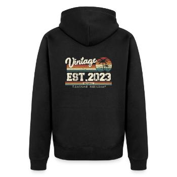 2023 Vintage Millésime anniversaire Retro cadeau - Veste à capuche bio Premium Unisexe - noir - Dos - Nico (187cm)