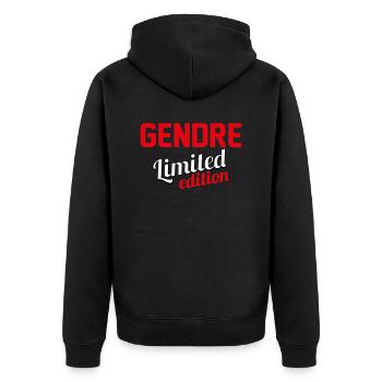GENDRE LIMITED EDITION - Unisex Premium Bio Zip Hoodie - Schwarz - Hinten - Nico (187cm)