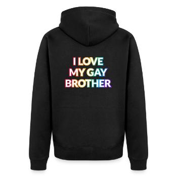 J’aime mon frère gay - Veste à capuche bio Premium Unisexe - noir - Dos - Nico (187cm)