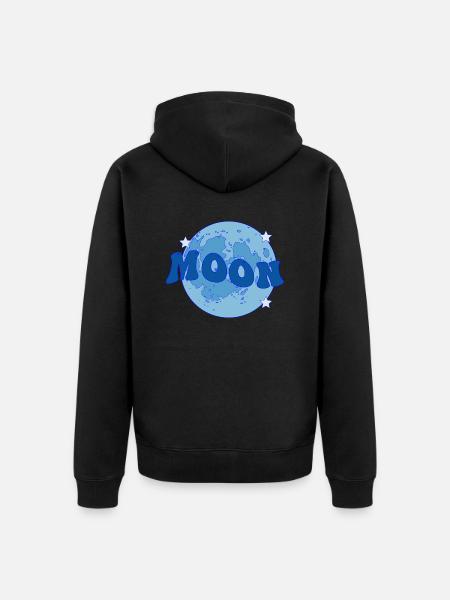 MOON - Unisex Premium Organic Zip Hoodie - black
