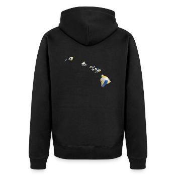 Echter Volleyball in der Hawaii State Landkarte - Unisex Premium Bio Zip Hoodie - Schwarz - Hinten - Nico (187cm)