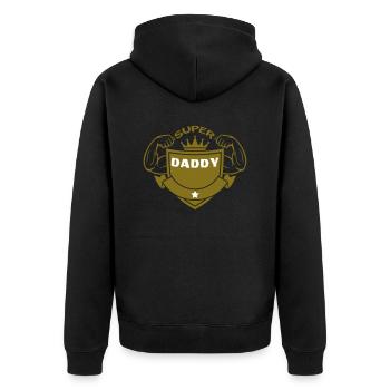 SUPER DADDY - Unisex Premium Organic Zip Hoodie - black - Back - Nico (187cm)
