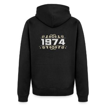 Millésime 1974 Rétro Anniversaire 1974 Millésime 1974 - Veste à capuche bio Premium Unisexe - noir - Dos - Nico (187cm)