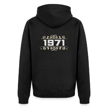 Vintage 1971 Retro Birthday 1971 Vintage 1971 - Unisex Premium Organic Zip Hoodie - black - Back - Nico (187cm)