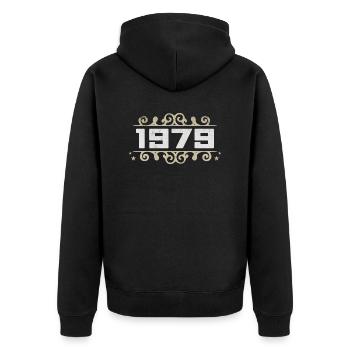 Vintage 1979 Retro Birthday 1979 Vintage 1979 - Unisex Premium Organic Zip Hoodie - black - Back - Nico (187cm)