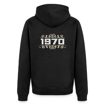 Millésime Années 1970 Rétro Anniversaire Années 1970 Années 1970 Années 1970 - Veste à capuche bio Premium Unisexe - noir - Dos - Nico (187cm)