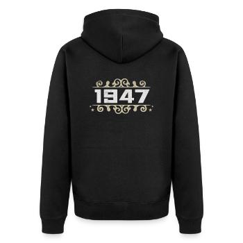 Millésime 1947 Rétro Anniversaire 1947 Millésime 1947 - Veste à capuche bio Premium Unisexe - noir - Dos - Nico (187cm)