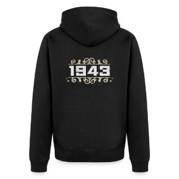 Millésime 1943 Rétro Anniversaire 1943 Millésime 1943 - Veste à capuche bio Premium Unisexe - noir - Dos - Nico (187cm)