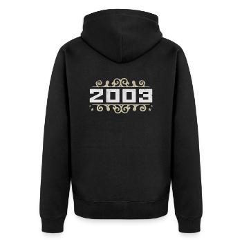 Jahrgang 2003 Retro Geburtstag 2003 Vintage 2003 - Unisex Premium Bio Zip Hoodie - Schwarz - Hinten - Nico (187cm)