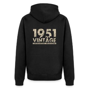 Jahrgang 1951 Bursdag - Unikat - Unisex Premium Bio Zip Hoodie - Schwarz - Hinten - Nico (187cm)