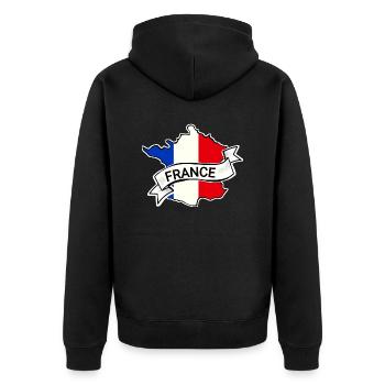 Frankreich - Flagge - Karte - Unisex Premium Bio Zip Hoodie - Schwarz - Hinten - Nico (187cm)
