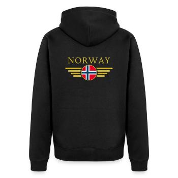 J’aime la Norvège, T-shirt design de style élégance - Veste à capuche bio Premium Unisexe - noir - Dos - Nico (187cm)