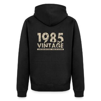 Jahrgang 1985 Bursdag - Unikat - Unisex Premium Bio Zip Hoodie - Schwarz - Hinten - Nico (187cm)