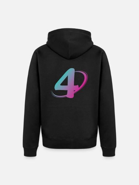 Nummer 4 mehrfarbig - Unisex Premium Bio Zip Hoodie - Schwarz