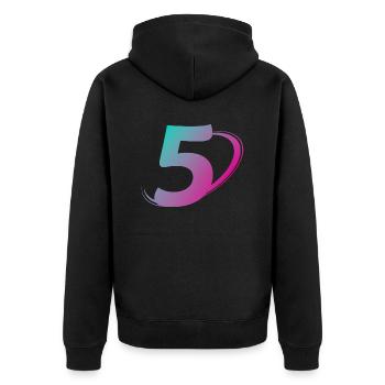 Number 5 multicolor - Unisex Premium Organic Zip Hoodie - black - Back - Nico (187cm)