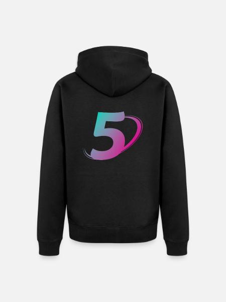 Nummer 5 mehrfarbig - Unisex Premium Bio Zip Hoodie - Schwarz