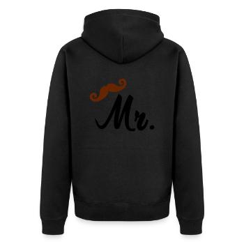 Mr - Unisex Premium Organic Zip Hoodie - black - Back - Nico (187cm)
