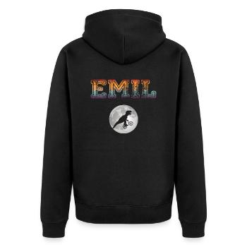 EMIL - Beautiful boy name with dinosaur - Unisex Premium Organic Zip Hoodie - black - Back - Nico (187cm)
