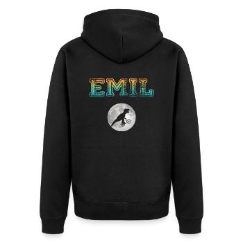 EMIL - Beautiful boy name with dinosaur - Unisex Premium Organic Zip Hoodie - black - Back - Nico (187cm)